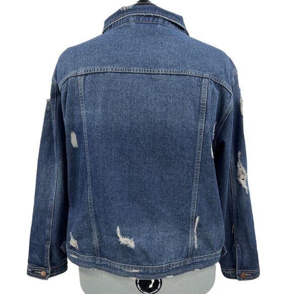 Jack & Avery Womens 3XL Outerwear Destroyed Distressed Denim Ripped Jean Jacket - Picture 2 of 16